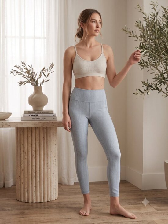 Athleta Pants - Athleta High Rise Chevron Herringbone Ankle Leggings Blue Grey Small